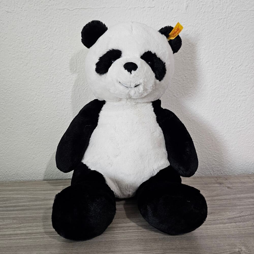 Steiff Panda Bear Ming the Panda Black White Plush Stuffed Animal baby nursery